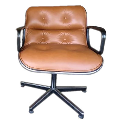 A beautiful new Pollock chair in cognac leather upholstery