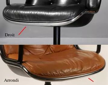 The different chrome contours of the chair depending on its origin
